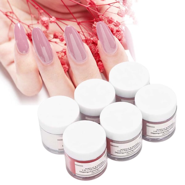 Nagel Akryl Pulver Naglar Dipp Pulver Nagelkonst Dekorations Kit Set