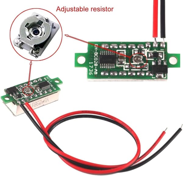 5 stk. Digital DC Voltmeter 0,28 tommer To-leder 2,5V-30V Mini Digital DC Voltmeter Spenningstester Meter, LED Digital Voltmeter (Rød)