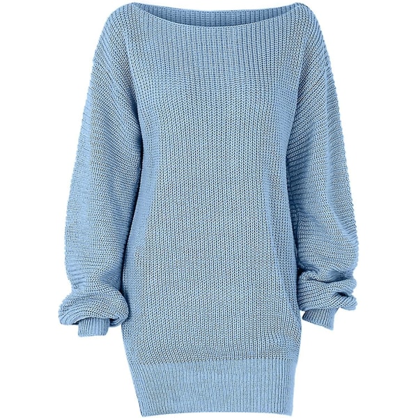 Dam Blusar Rea Utförsäljning Sexig Off Shoulder Lykta Ärm Stickad Tröja Klänning Dam Casual Lös Tröja Långärmad Basic Bekväm Lounge XL