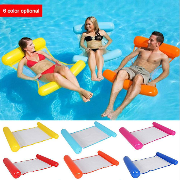 Sommar Uppblåsbar Vikbar Flytande Rad Simbassäng Vatten Hängmatta Luftmadrasser Säng Strand Pool Leksak Vatten Lounge Stol Inflator