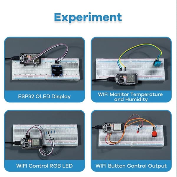 Kit ESP32 ESP 32S WIFI I OT Udviklingskort Kompatibelt med Projekt Læringssæt Basis Sæt med Tutorial DIY