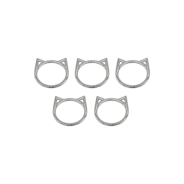 Paket med 5 Silver Cat Round Rings