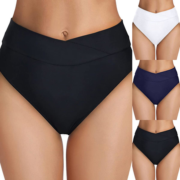Badkläder Dam Simning Badbyxor Bikini Underdel Hög Midja Högt Skurna Baddräkt Underdel Biquini Sim Tankini Shorts Trosor DB XL