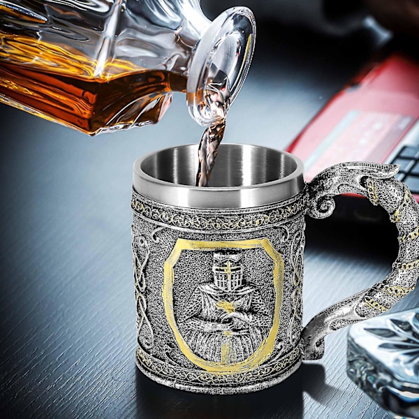 Middelaldersk Templar Crusader Knight Krus Rustning Ridder Av Korset Ølseidel Tankard Kaffe Cu