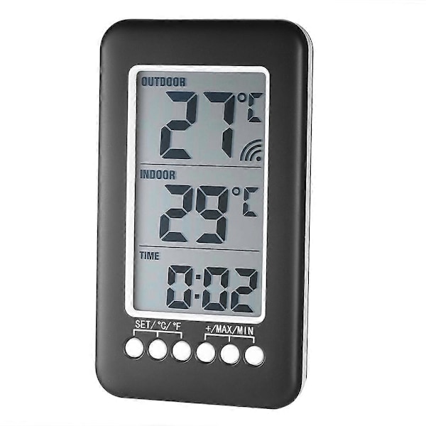 LCD/Digital Trådlös Inomhus/Utomhus Termometer Klocka Temperaturmätare Med Sändare