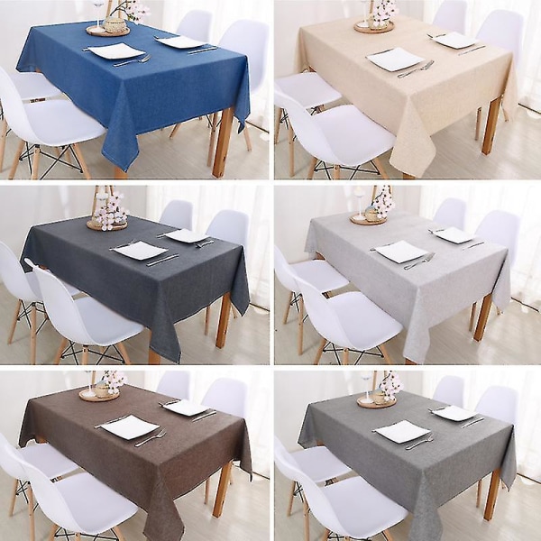 Dekorativ bordsduk rektangulär bordsduk matbordsöverdrag enfärgad bordsduk i bomullslinne Light Gray 110x110cm