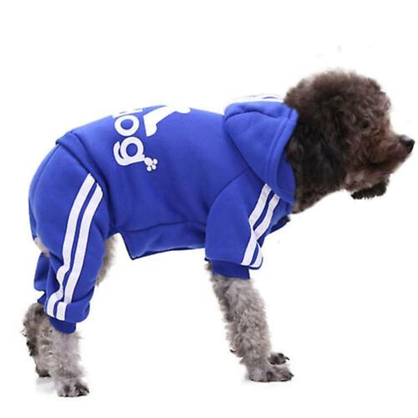 4 Ben Pet Hund Kläder Katt Valp Kappa Sport Hoodies Varm tröja Jacka Kläder Blue S