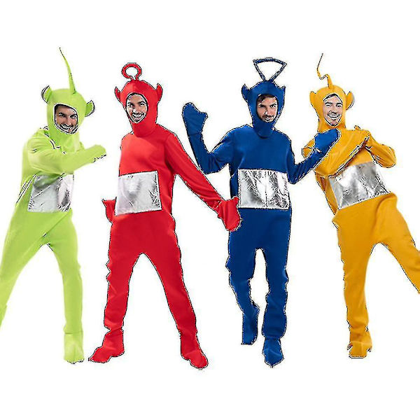 Tecknad Vuxen Teletubbies Lek Kostymfest Konstig Kostym Skola Söta Pyjamas Hemdräkt Lara-Yellow M