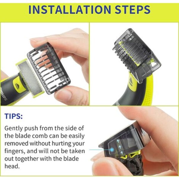 Oneblade kamguide kam för Philips OneBlade & OneBlade Pro, QP2530, QP2630, QP6620, QP6520, ansiktshårstrimmer Skäggblad 4st/Set Blandad Kit