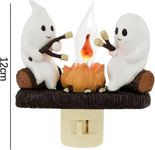 Ghost Campfire Natlampe, 2024 Ghost Campfire Flakkende Natlampe, Ghost Campfire Natlys, Ghost Natlampe Stik i EU Plug 2PCS
