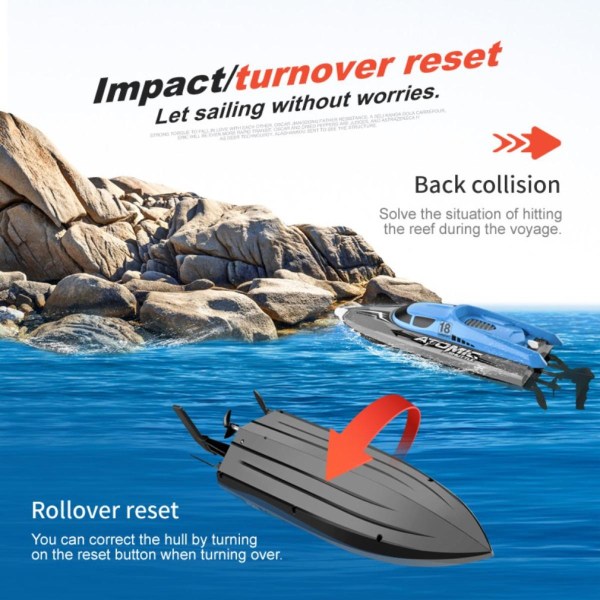 Uppgraderad version Höghastighetsfjärrkontroll Båtkylningskapsel Återställ Speed ​​Boat Game Båtleksak | RC ubåt