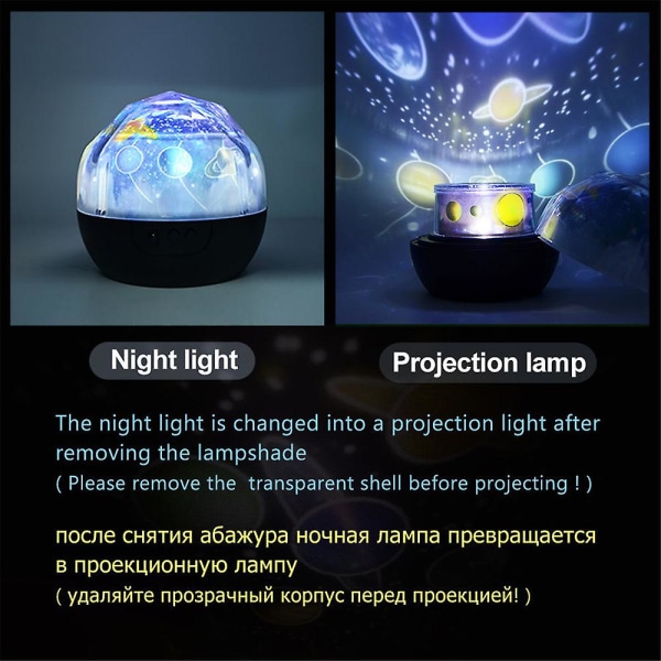 4 lägen Led nattljusprojektor Planet Universum projektionslampa med 5 filmer för sovrumsinredning