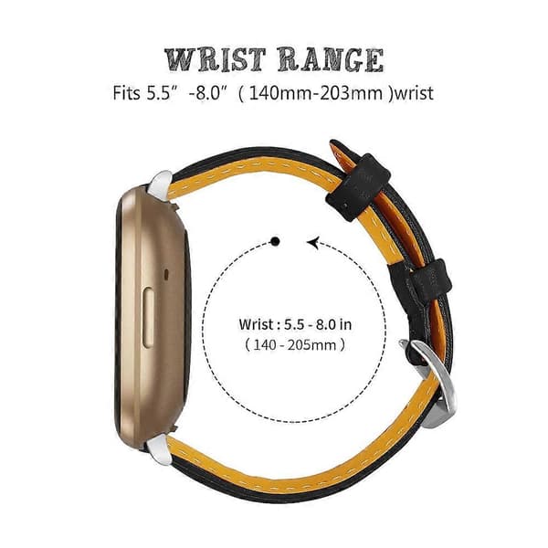 Ægte koskindslæder urrem til Fitbit Versa 4/Sense 2, 20 mm slank urrem - Grå Multicolor Black