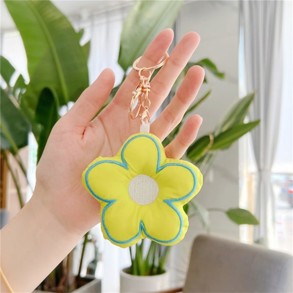 9cm Flower Plysch Nyckelring Mini Flowertoys För Ryggsäckar Present För Tjej Kvinnor Älskar Flickvän Yellow