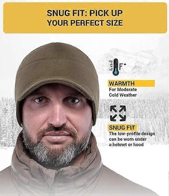 Fleece Vintermössa med Skärm - Herr - Öronlapp Brätte Skull Watch Cap Hatt Army green