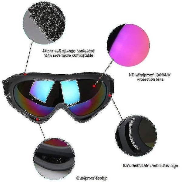 2st Skidglasögon Snowboardglasögon, Snöskoter Motorcykelglasögon Skidglasögon Skyddsglasögon Lins Antidamm, UV-skydd, Anti-dimma, Vindtät Fo