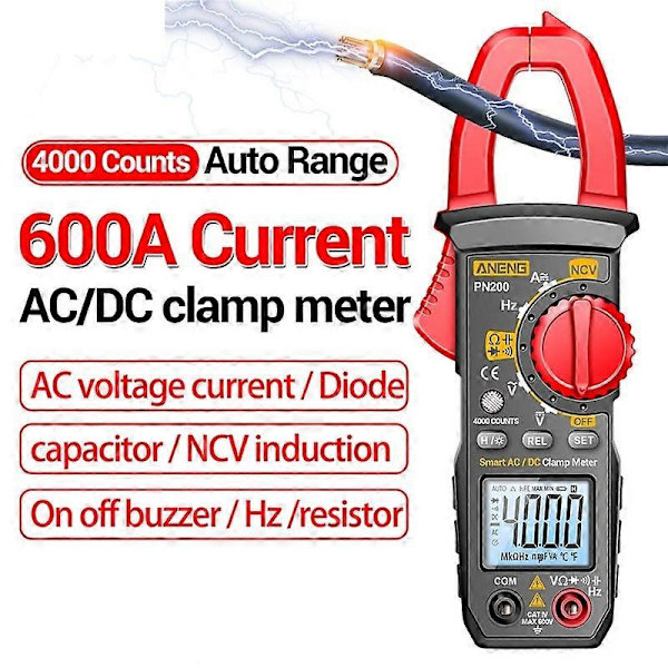 ANENG PN200 AC/DC Mätning Hög Precision Multifunktionell Clamp Meter Red