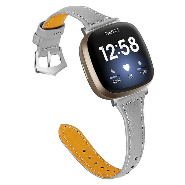 Ægte koskindslæder urrem til Fitbit Versa 4/Sense 2, 20 mm slank urrem - Multicolor Grey