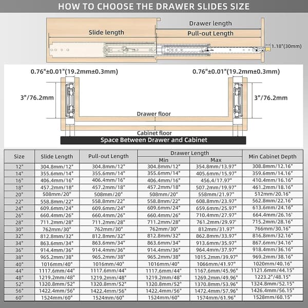 {YM}400mm Heavy Duty Drawer Slides, 760mm Width, with Locking Function Load Capacity up to 220kg, 1 Pair 400mm