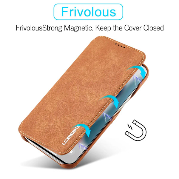 Luksus Tyndt Læder Etui Flip Cover til iPhone 15 Stand Magnetisk Coque Slots