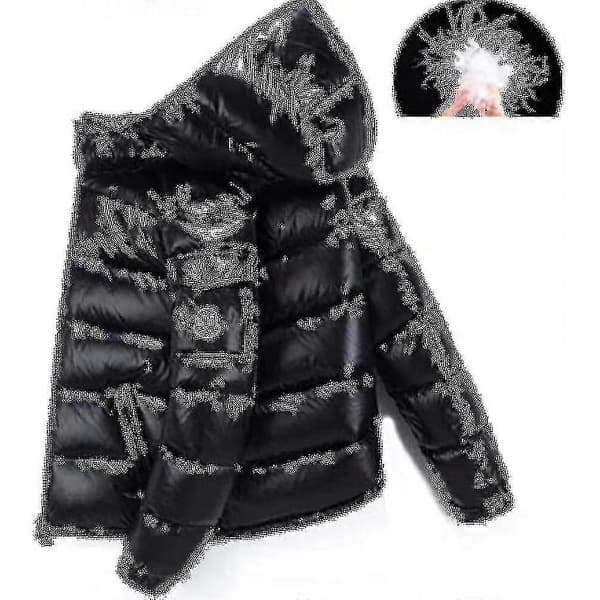Blank Downjacka Herr Vinterjacka Ståuppkrage Dunjacka Med Huva Black 5XL