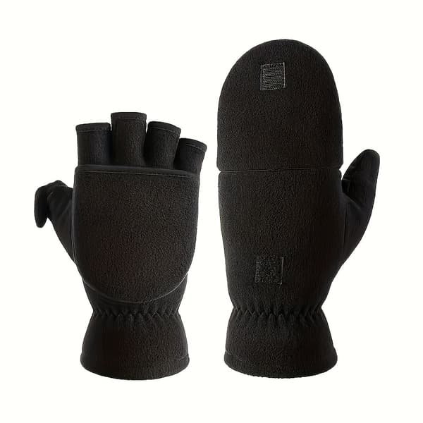 Termiske Vinterhandsker til Kvinder, Konvertible Fingerløse Fuld-Finger Elastisk Manchet Black