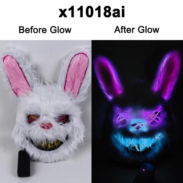 Hot Carnival EL Wire Bunny Mask Masquerade LED Kanin Mask Glödande Halloween Party Mask För födelsedag Bröllopsfest Cosplay rekvisita