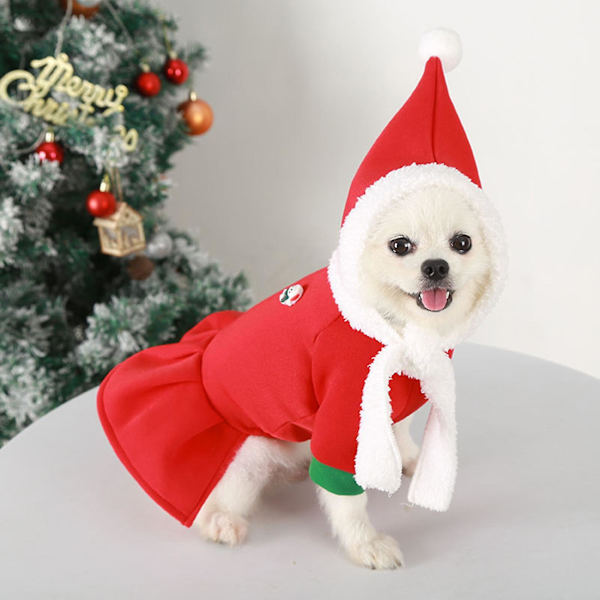2 st Djurkläder Hattset Jul Hundar Snögubbe Cosplay Klädsel Husdjurskostym Red XL
