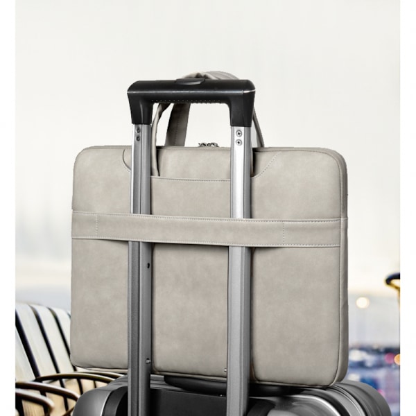 Laptopveske Dame Skinn Arbeidsveske 15,6 Tommers Notebookveske Business Skulderveske (Grønn)