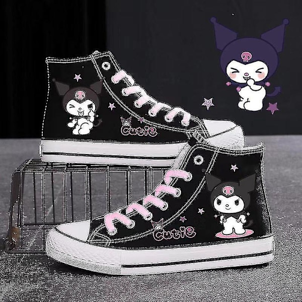 Sanrio Kuromi Canvas Sko Høyhælte Casual Sneakers Campus Gaver Til Gutter Jenter Studenter Nye Par Platform Zapatos De Mujer 2