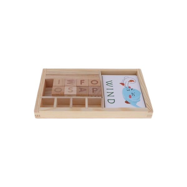 Multiplayer Wooden Alphabet Cube Engelska ordinlärningspussel Pusselleksaker