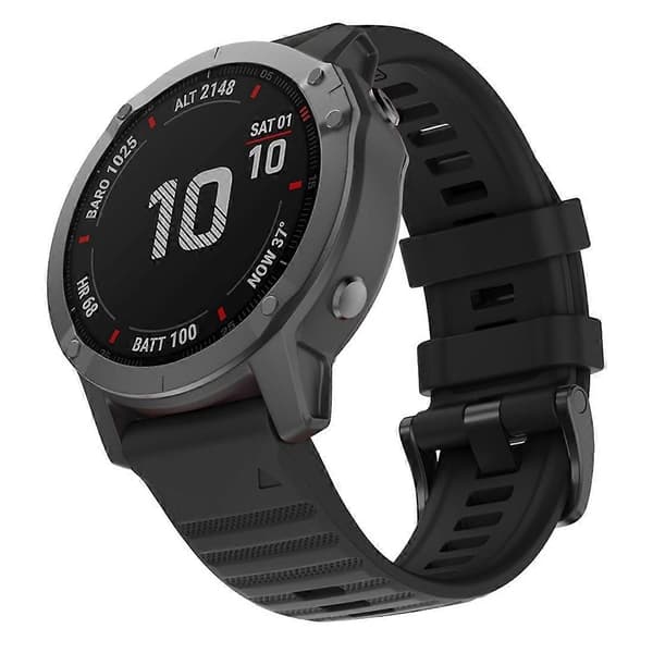 Til Garmin Fenix 6X 26mm silikonerem Black