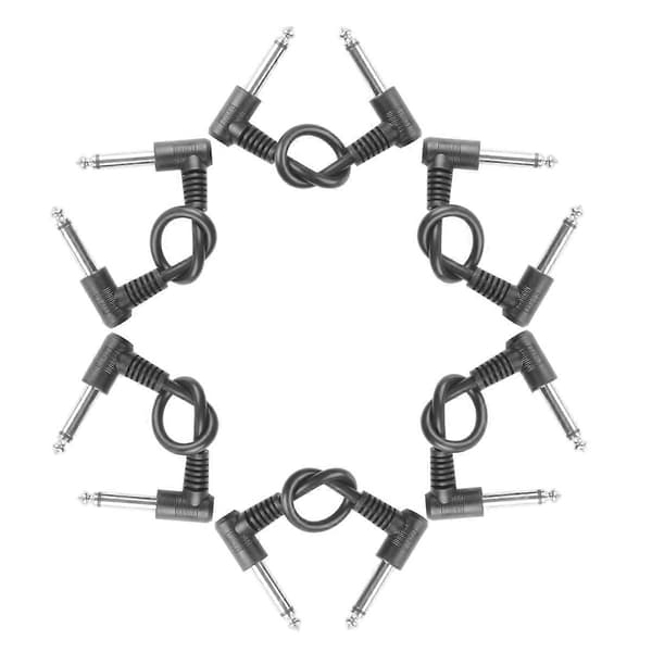 Pakker med 18 cm guitar effektpedal runde patchkabler Black
