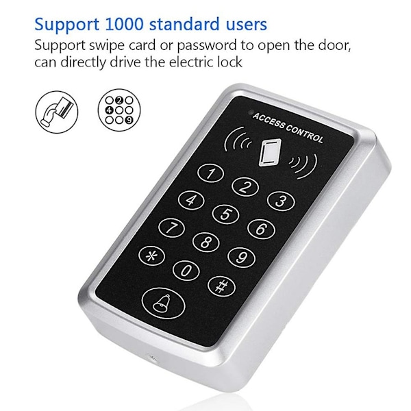 125kHz RFID Dörråtkomstkontroll Knappsats Kortläsare Dörråtkomstkontrollsystem Dörrlåsöppnare Knappsats - WELLNGS