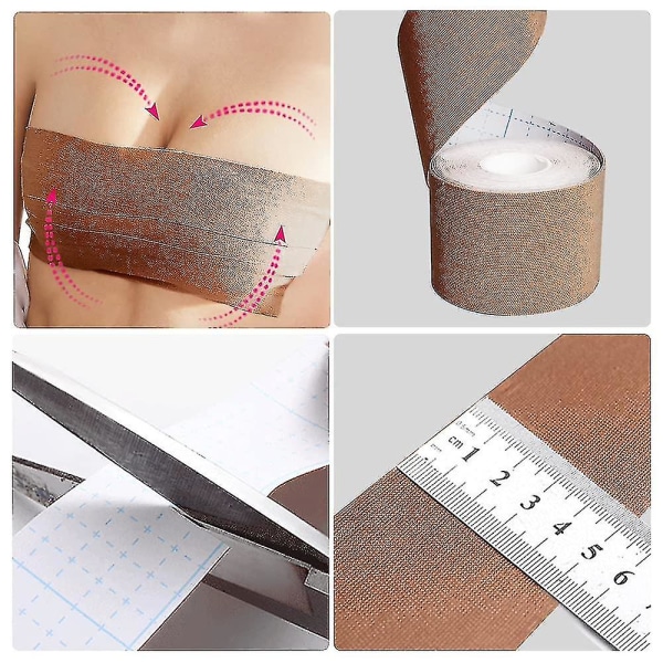 2 st Bröstlyftstejp, Boob Tape för Pushup Självhäftande BH Nippelskydd för Alla Kläder Tyg Klänning Andningsbar L