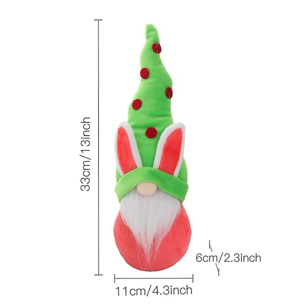 Ny påsk Ansiktslös Gnome Kanindocka Handgjord Återanvändbar heminredning Vårhängande kaninprydnader Barngåvor 33cm green
