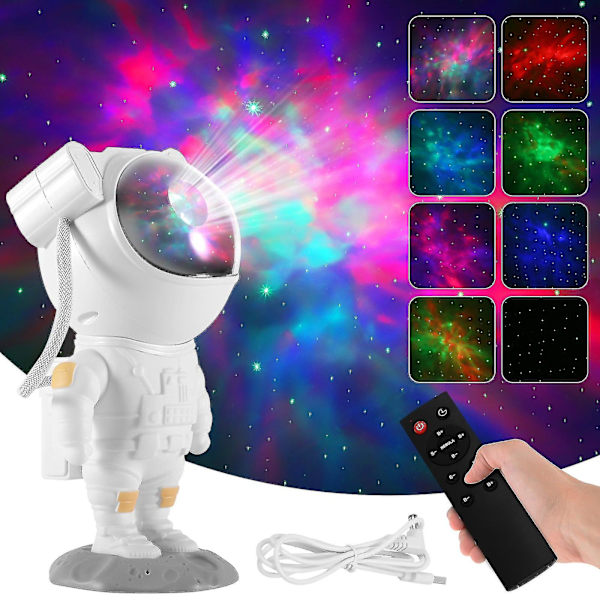 Tähtiprojektori Galaxy yövalo astronautti tähtisumu katto LED-lamppu kaukosäätimellä