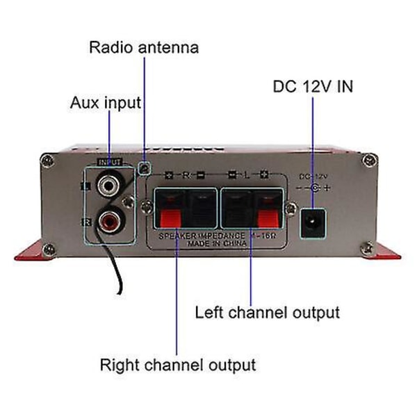 400w Bluetooth Hifi Power Amplifier Audio Digital Stereo Fm Amp med fjärrkontroll Red