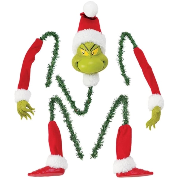 Grinch julgransdekoration Tomtehuvud, armar och ben till julgran, stal jultomte fyllda trädprydnader