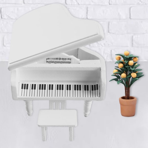 Mini Piano Modell DIY Dollhouse Möbel Pall Med 1/12 Dollhouse