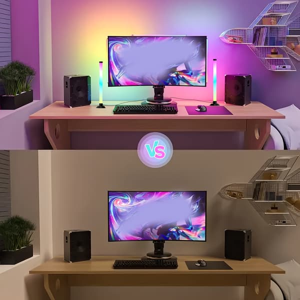 Smarte LED-lysstaver, RGB+IC-lysstaver for rom 2 Stk/1 Sæt