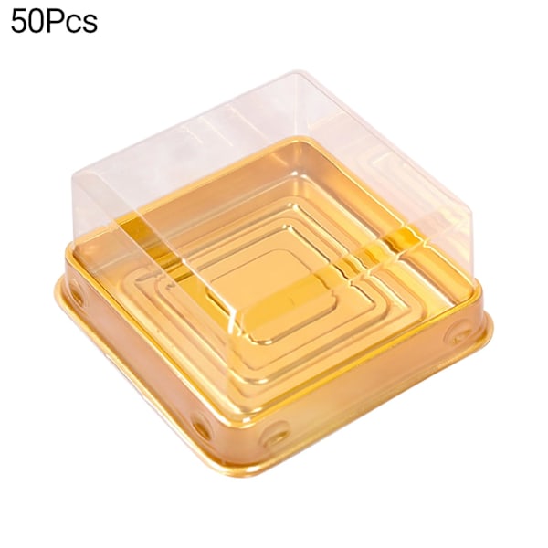 50 st 100g månkakebox fyrkantig multifunktionell plast äggula bakelsebox för festival (FMY) Golden