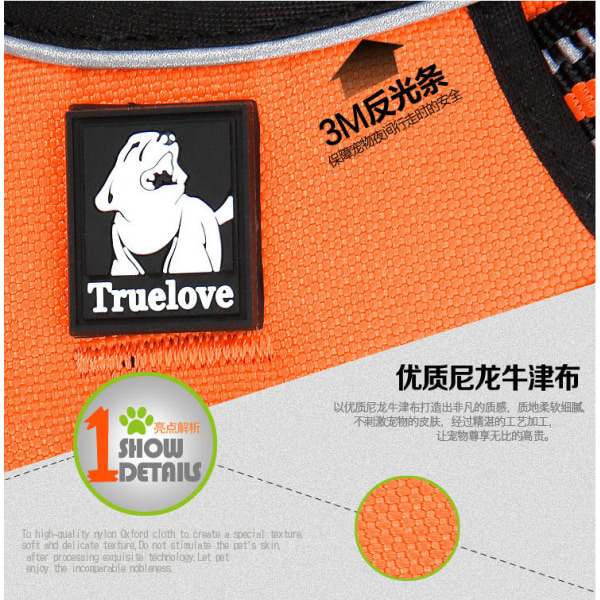 Ingen dragmatta för hundar Sele 3m Reflex Nylon Front Range Väst Hund Kit Justerbara remmar Bulldog Bulldog Team (orange)