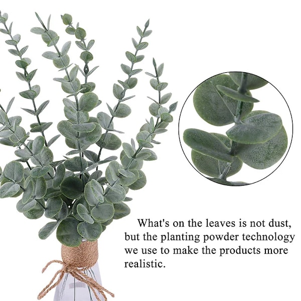 10 st Konstgjorda Växter Eukalyptusblad Gröna Bladgrenar för Hemträdgård Bröllopsdekoration Blommor Bukett Centerpiece Dark Green 20pcs