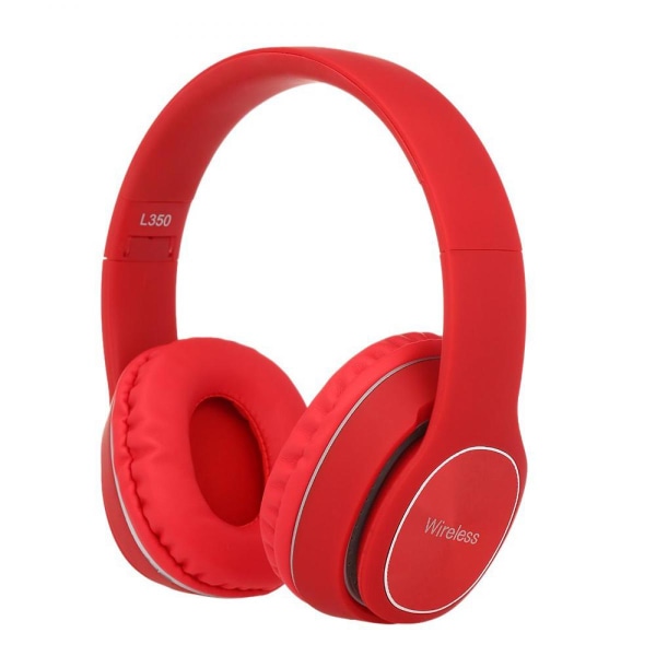 Over-ear trådlösa Bluetooth hörlurar 5.0 Sportheadset stöder 3,5 mm TF-kort AUX IN FM-radio, röd