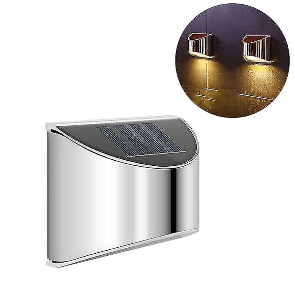 4 stk. Supersterke solcelledrevne LED dør-gjerde vegglamper utendørs hagelampe Warm White 2PCS