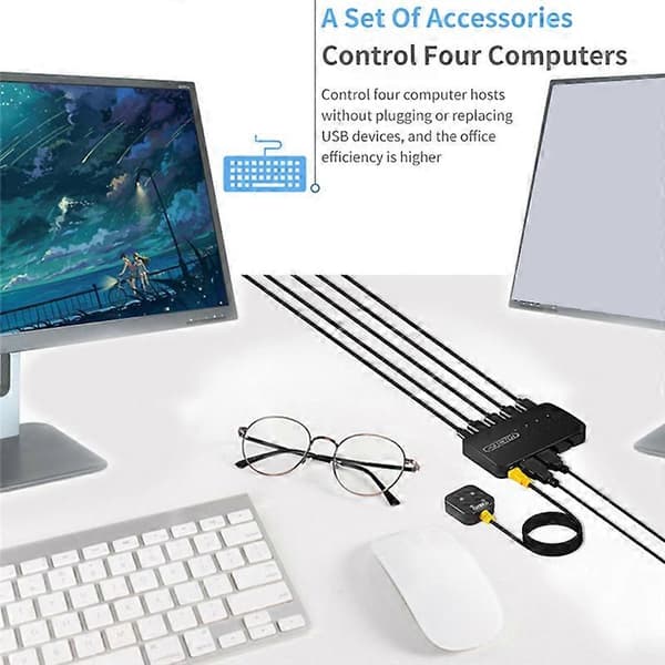KVM Switch USB Switch Delt Controller Adapter 4 Indgange 4 Udgange til Bærbar Computer Printer Tastatur Black