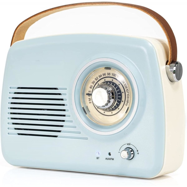 Autonom vintage radio med Bluetooth, blå