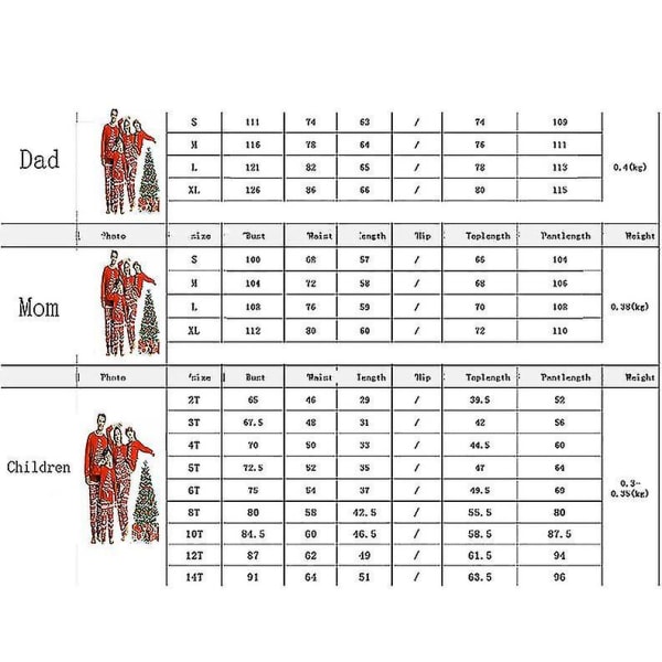 Julpyjamas Familj Pyjamas Set Tryckt Topp Och Rutiga Byxor Nattkläder Dad 4XL