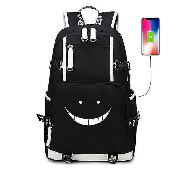 Anime Assassination Classroom Luminous USB Ryggsäck Skolväskor USB Port Väskor Laptop Skola Resa Flickor Pojkar Ryggsäck Mochila Gåva Style 2